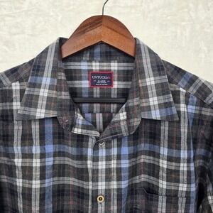 UNTUCKit Men's XL‎ Carano Flannel Long Sleeve Button Up Shirt Gray/Blue Plaid-EC